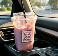 Vente en gros de gobelets en plastique PET transparents carrés jetables personnalisés avec couvercle pour bubble tea, milkshake, smoothie aux fruits