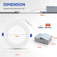 Meilleures ventes au Canada : Pack de 4 luminaires encastrés à panneau, 5 CCT, ronds, fins, LED, pour plafond, certifiés ETL Energy Star, 6 pouces, 12W, downlights