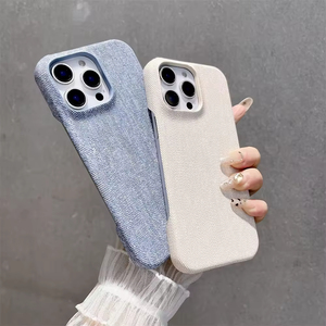 Advanced Retro Style Denim Pattern Suitable for iPhone 17 Promax Phone case Cover 16 15 Pro Electroplating Large Hole Fashion - Product Image 3