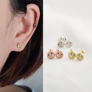 Di Consegna brevi 925 Sterling <span class=keywords><strong>Argento</strong></span> Sorriso Simbolo <span class=keywords><strong>Cartilagine</strong></span> Tragus Orecchino Piercing - Product Image 3