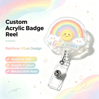Porte-badge rétractable en acrylique Desk Vibes, porte-badge d'identification tendance avec clip, accessoires mignons pour infirmières, cadeau personnalisé