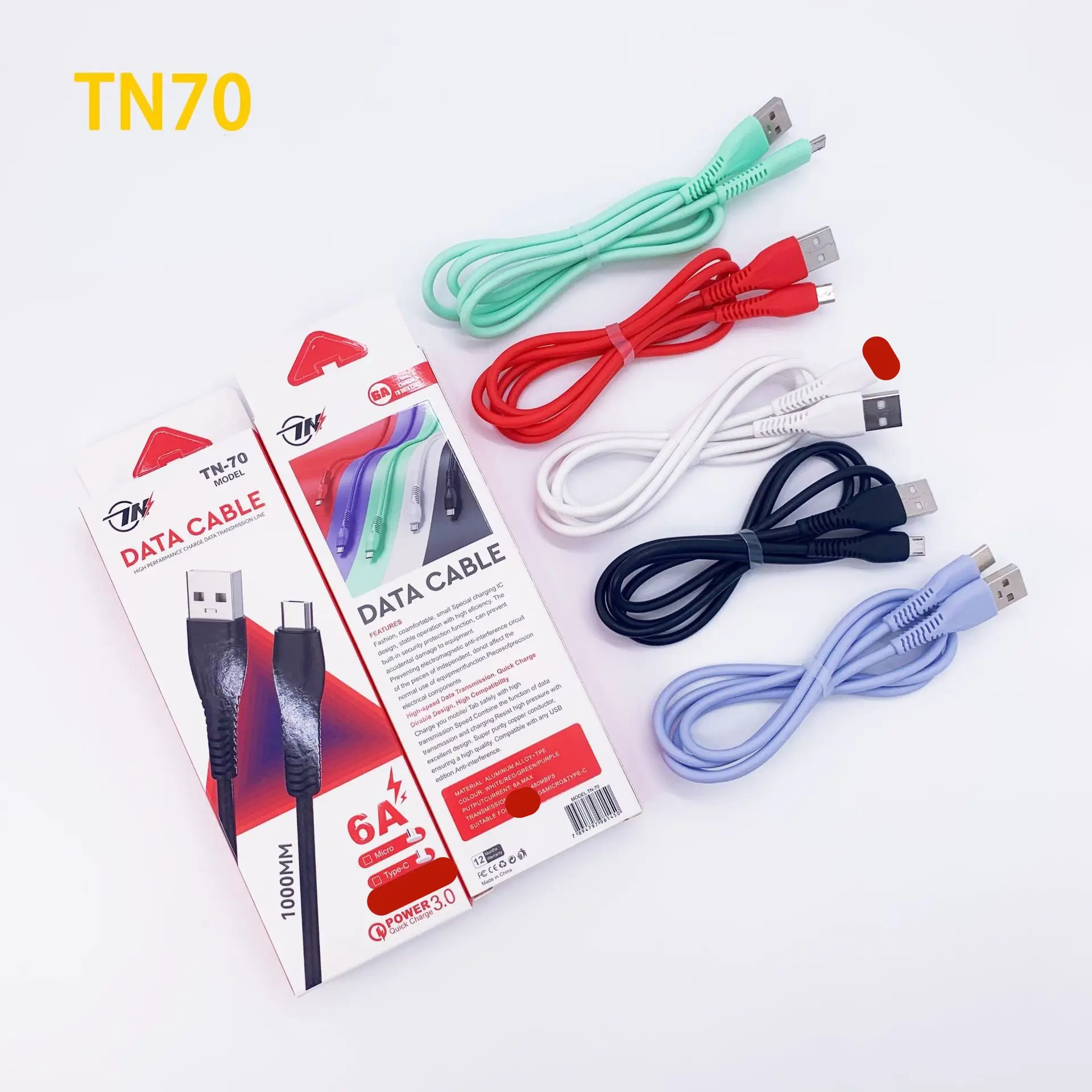 Tùy chỉnh tiêu chuẩn giá thấp Silicone PVC USB Loại C Micro V8 Cáp sạc nhanh cho Android Điện thoại di động