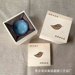 กล่องของขวัญไม้เพาโลเนียเจียนจ้านทรงสี่เหลี่ยม กล่องเก็บกาน้ำชาทำมือ สำหรับบรรจุภัณฑ์เครื่องลายครามและหยก - Product Image 3
