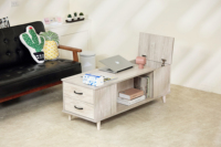 Table basse de salon moderne à prix compétitif avec rangement, en panneau de particules de haute qualité avec revêtement papier, mobilier de maison