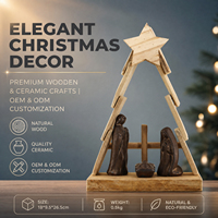 Lot de figurines de la Sainte Famille en céramique émaillée bronze avec étoile et cadre, décorations de table de Noël en gros