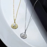 Collier élégant en argent sterling S925 plaqué or 14 carats avec perle, coquillage, étoile et lune pour femme, bijoux de plage d'été, cadeaux