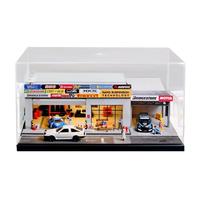 Collection d'atelier automobile en plastique premium 1:64 - Atelier de tuning japonais réaliste avec plusieurs véhicules pour étagères ou bureaux