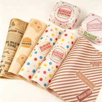 Kertas Khusus Burger Cetak Food Grade 40-60 Gsm, Kertas Anti Minyak Cetak Food Grade untuk Makanan Cepat Saji