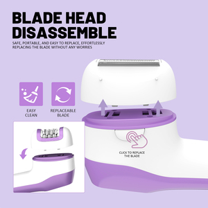 Épilateur et rasoir électrique 3-en-1 pour femmes, sans fil, indolore, avec fonction d'exfoliation, rechargeable, pour l'épilation du corps entier - Product Image 2