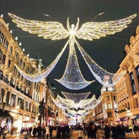 3D grand papillon éclairé anges de noël décorations de cour flocon de neige led arc lumière Motif lumières décoration de noël extérieur