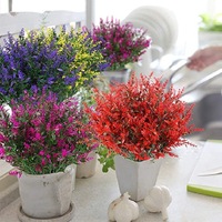 Supplier Grosir Bunga Lavender Buatan Plastik Ungu Tiruan Tanaman Semak Hijau untuk Dekorasi Rumah dan Pernikahan