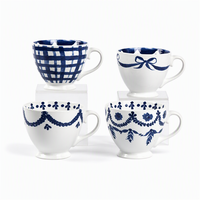 Ensemble de tasses à café en céramique SWT Classic Flower, soucoupe à pétales bouffants, tasse à thé, passe au lave-vaisselle, cadeau adorable, maison, bureau, café