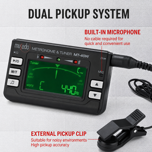MT-40 เครื่องกำเนิดเสียงเมโทรนอมแบบพกพา 3-in-1 สำหรับกีตาร์/เบส/ไวโอลิน/อูคูเลเล่ จอแสดงผล LCD แบบโครมาติกที่ชัดเจน - Product Image 3