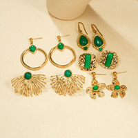 Boucles d'oreilles bijoux en acier inoxydable plaqué or 18 carats à la mode pour dames boucle d'oreille turquoise non allergisée de haute qualité