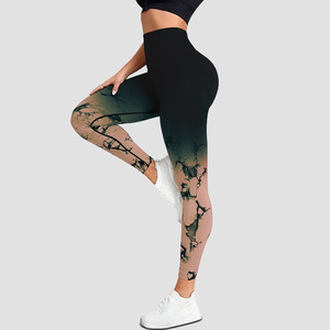 Pantalon de yoga long à effet tie-dye <span class=keywords><strong>dégradé</strong></span>, sans couture, pour femmes, pour la course à pied, sport, taille haute, effet lifting des fesses, contrôle du ventre - Product Image 3