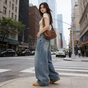 Jeans <span class=keywords><strong>de</strong></span> Pierna Recta Casuales Ecológicos <span class=keywords><strong>de</strong></span> <span class=keywords><strong>Cintura</strong></span> <span class=keywords><strong>Alta</strong></span> para Mujer, Otoño 2025, Nuevos, <span class=keywords><strong>de</strong></span> Mezclilla Sólida, Ajuste Holgado para Invierno y Verano - Product Image 2