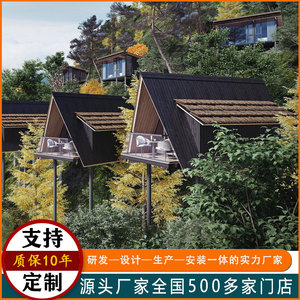 Cabaña Triangular de Madera Personalizada con Terraza, Casa Pequeña Móvil de Diseño Rústico para Vivir al Aire Libre - Product Image 2