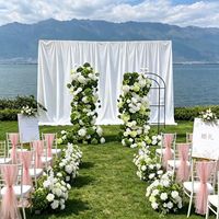 Arche de fleurs en soie artificielle réaliste, faite à la main, vert armée, longue durée, imperméable, pour remise de diplôme, Noël, Nouvel An, mariage