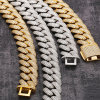 Micro Pavé Zircon Full Diamond kubanische Glieder kette Halskette Schwere dicke Unisex Hip Hop Style Made in China Stilvolles Herren geschenk