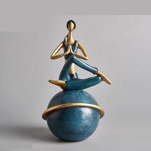 تمثال يوجا منحوت يدويًا ومرسوم يدويًا ومصقول من الراتنج، بتصميم رياضي، مع حصيرة غير قابلة للانزلاق، للديكور المنزلي والتحف - Product Image 4