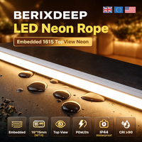 Bande lumineuse néon BERIXDEEP intégrée 1615, vue de dessus, 24V, flexible, IP44, bande lumineuse néon en silicone, bande LED néon flexible pour l'éclairage de la chambre