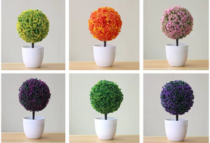 Plante Artificielle en Pot, Boule d'Herbe, Petit Arbre Bonsaï Miniature, Décoration de Maison, Ornements Floraux Verts Similés - Product Image 2