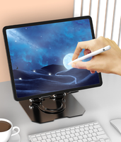 Support d'ordinateur portable pliable et portable, réglable et rotatif, en acier au carbone, avec rangement pour la maison et le bureau