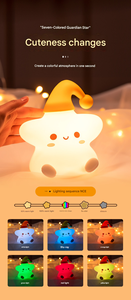 ไฟกลางคืนรูปดาวซิลิโคนนุ่มนิ่มน่ารัก RGB ชาร์จผ่าน USB ควบคุมการสัมผัสหรี่แสงได้ ไฟ LED สำหรับห้องนอนเด็ก - Product Image 3