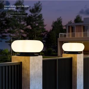 Lampe solaire LED circulaire en fer pour poteau, étanche IP66, blanc chaud, pour jardin, villa, mur extérieur - Product Image 5