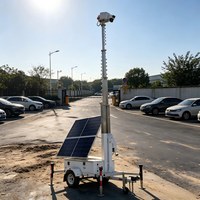 Remorque de surveillance solaire montée sur châssis avec mât de 6 m et 2 panneaux solaires de 450 W pour la sécurité hors réseau