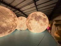 Lune géante auto-gonflante avec système d'éclairage LED pour la décoration des centres commerciaux, gonflables publicitaires