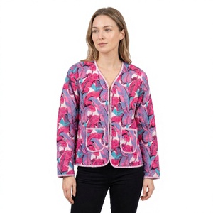 100% Organic Cotton Women's Short Vintage Ethnic Print Quilted Handmade Reversible Eco-Friendly Autumn Winter Streetwear <b>Classy</b> - Product Image 1