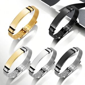 Bracelets en acier inoxydable pour hommes, style simple, gravables, souvenirs pour hommes, en cadeau - Product Image 1