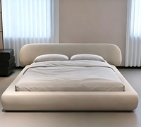 Ensemble de meubles de chambre à coucher modernes de luxe, lit d'hôtel avec pieds en bois, cadre de lit king size ou queen size en cuir capitonné, lit en bois de luxe