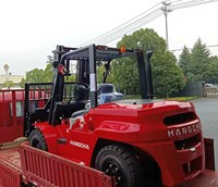 Chariot élévateur diesel CE HANGCHA 7 tonnes CPCD70 avec pneus pleins, fourches élargies et pneus tout-terrain pour entrepôts industriels lourds