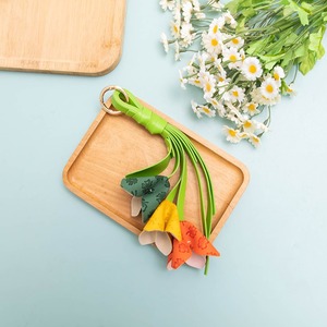 Creative Handmade Simulation Picking Golden Osmanthus Blossoms Bag Decoration Pu Leather Flower <b>Keychain</b> Flower Charms - Product Image 6