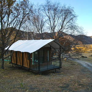 Cabane de luxe en bois de style tente rectangulaire pour hôtel, lodge, <span class=keywords><strong>camping</strong></span> sauvage, excursions et complexe hôtelier - Product Image 1
