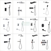 Ensemble de douche moderne 2 fonctions, système de douche mural de luxe avec pommeau pluie, en laiton massif, finition mate, encastré, en promotion