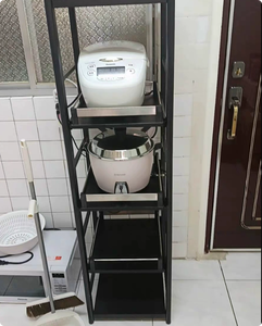 Heavy Duty 5-Tier Mobile Kitchen Storage <strong>Rack</strong> Carbon Steel Microwave Stand <strong>Baker</strong> <strong>Rack</strong> with Pull-out Trays Utility Cart for Cafe - Product Image 6