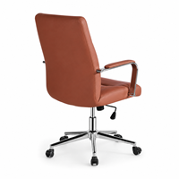 Chaise de bureau de direction ergonomique de luxe en PU avec accoudoirs chromés, base chromée, hauteur réglable, pivotante et roulettes en caoutchouc silencieuses
