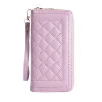 Dompet Wanita Kapasitas Besar dengan Ritsleting Ganda Motif Buaya Anti-pencurian Tas Kartu Wanita untuk Penggunaan Kasual Penyimpanan Ponsel.