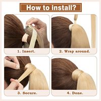 Extensions de cheveux queue de cheval à clipser de 17 pouces Wrap-Around Big Wavy Curly Ponytail Fluffy Perruque synthétique pour femmes