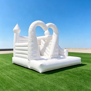 Castillo Inflable Comercial Blanco, Casa de Brinco Inflable, Castillo de Saltos con Tobogán para Niños - Product Image 1