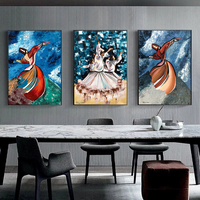 Peinture à l'huile sur toile abstraite représentant une danseuse, tableau sur toile pour la décoration de la chambre des enfants, salle de jeux
