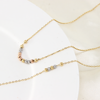 Ensemble collier et bracelet en acier inoxydable plaqué or 14 carats avec perles colorées et pendentif, bijoux tendance pour femme, cadeau de fiançailles, vente en gros