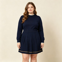 Nouvel ensemble tricoté pour femme automne-hiver : Blouse décontractée à manches longues et coupe ajustée, mini-jupe plissée au-dessus du genou, haute qualité