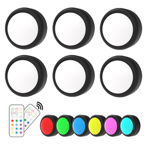 Veilleuse LED RGB 13 couleurs télécommandée avec variateur d'intensité et minuterie, alimentée par piles AAA, pour éclairage d'armoires domestiques - Product Image 2