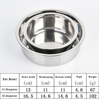Bol pour animaux de compagnie en acier inoxydable à bords lisses, style simple et arrondi, pour chat et chien, prix abordable, écologique, vente en gros