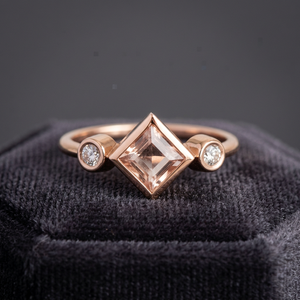 Natural Rose Gold Plated Silver Vintage Prong Setting Morganite <b>CZ</b> Natural Crystal Women's <b>Rings</b> - Product Image 3