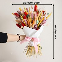 Bouquet de fleurs séchées préservées multicolores personnalisé avec ruban pour la Saint-Valentin, la fête des mères, le mariage - Décoration cadeau écologique
